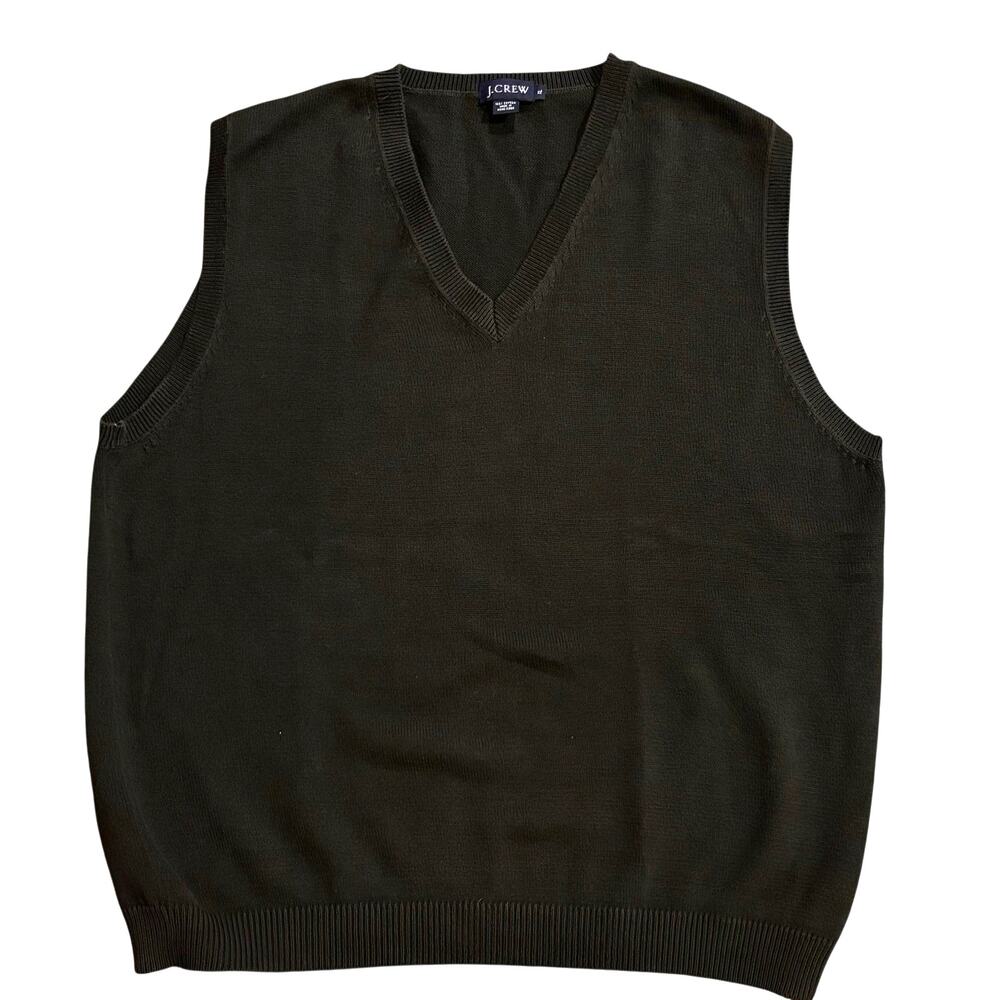 Vintage J.Crew Cotton V-Neck Sweater Vest Dark Moss Green Men’s XL Hong Kong